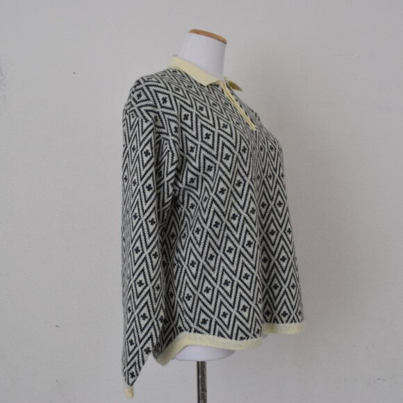 Vintage 80s Geometric Gray/Beige Pullover Acrylic/Nylon Sweater‎ size Large - Picture 4 of 10